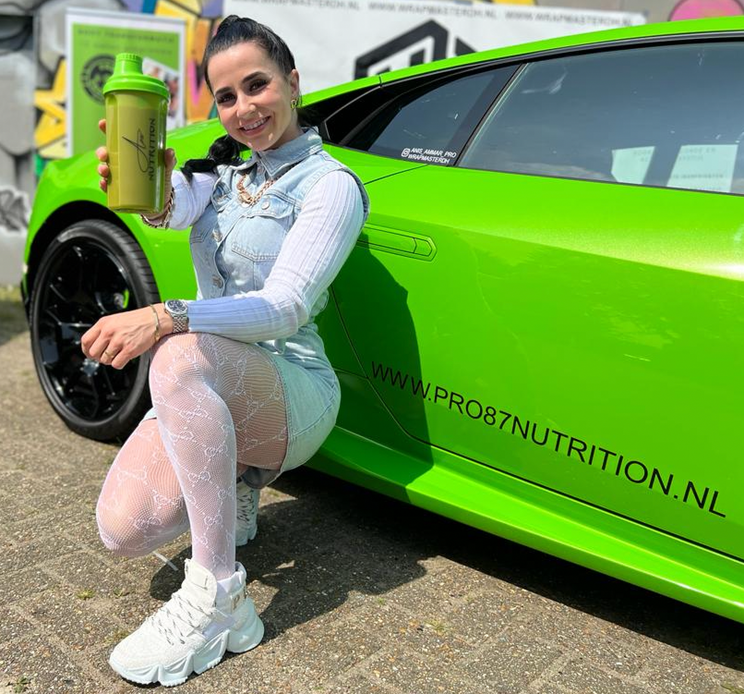 A Pro87 Nutrition eiwit proteine shake Anis Ammar. Lamborghini Huracan www.pro87nutrition.nl