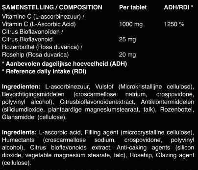 A Pro87 Nutrition vitamin C with rosehip - vitamine c 1000 - vitamines - Pro87nutrition.nl - Anis Ammar sportvoeding